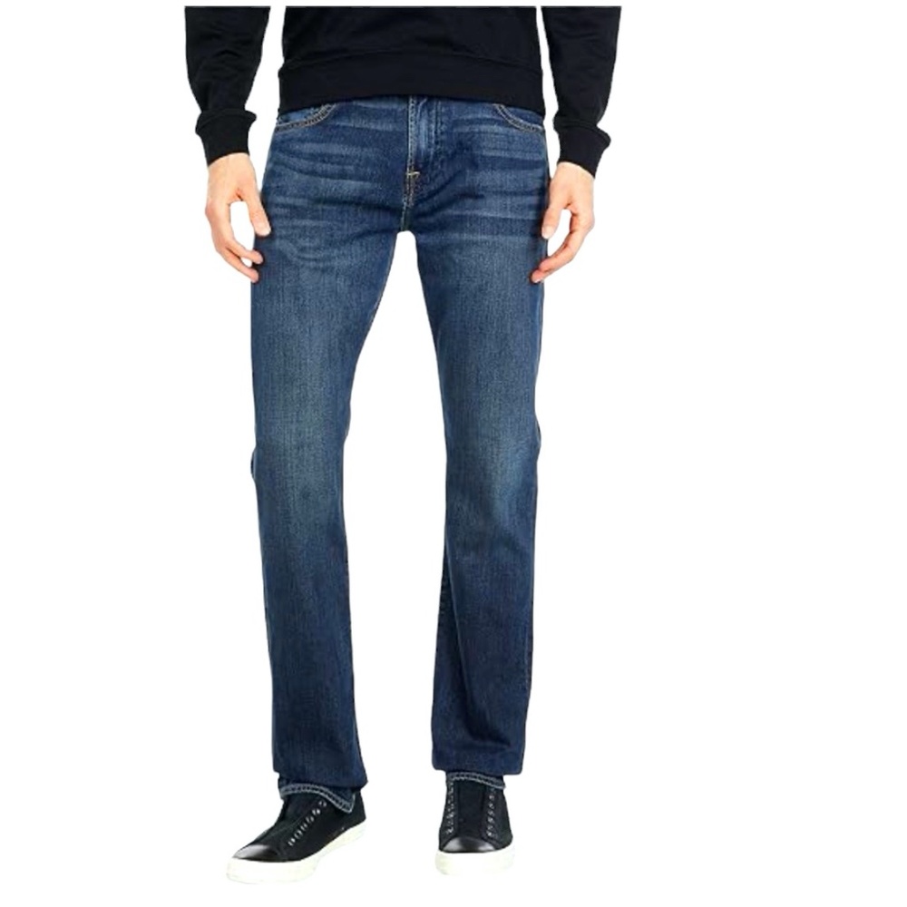7 FOR ALL MANKIND STANDARD STRAIGHT LEG BUTTON FLY BLUE DENIM JEANS